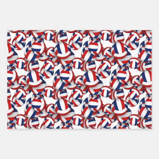 Blaue Volleyballmuster Geschenkpapier Set (Vorderseite)