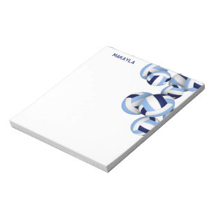 Blaue Volleyballs Akzent individuelle Name Notizblock