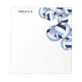 Blaue Volleyballs Akzent individuelle Name Notizblock (Vorderseite)