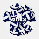 Blaue Volleyballs Athletin Name Sake halten Ornament Aus Metall (Rückseite)