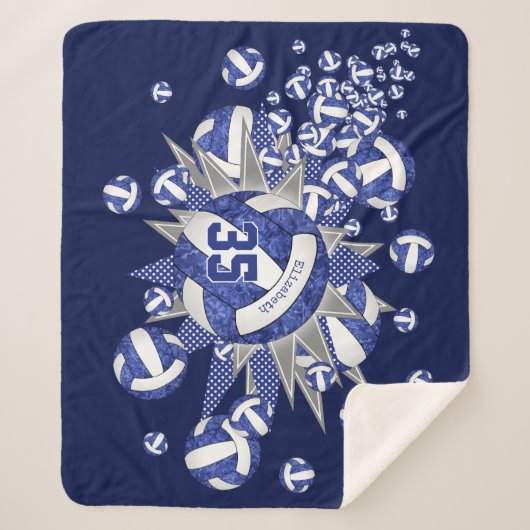 Blaue Volleyballs individuelle Name Sherpadecke (Vorderseite)