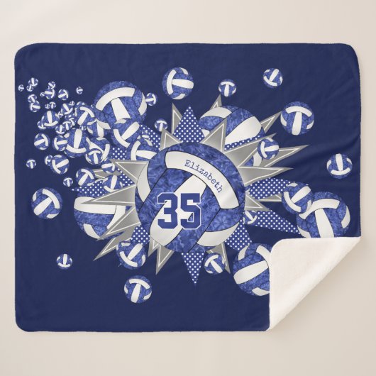 Blaue Volleyballs individuelle Name Sherpadecke (Vorderseite (Horizontal))