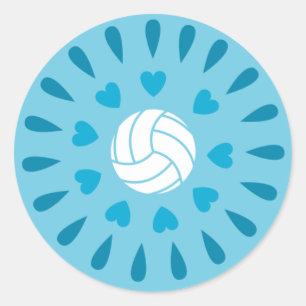 Blaue Volleyballs Kaleidoskop Muster Runder Aufkleber
