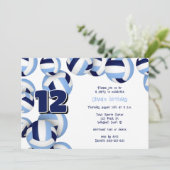 Blaue Volleyballs Kindergeburtstag Party Einladung (Stehend Vorderseite)