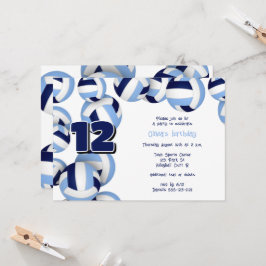 Blaue Volleyballs Kindergeburtstag Party Einladung