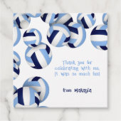 Blaue Volleyballs Kindergeburtstag Party Geschenkanhänger (Vorderseite)