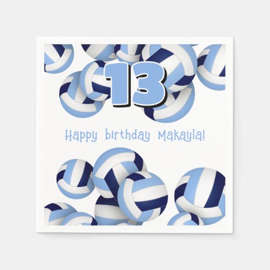 Blaue Volleyballs Kindergeburtstag Party Serviette (Vorderseite)