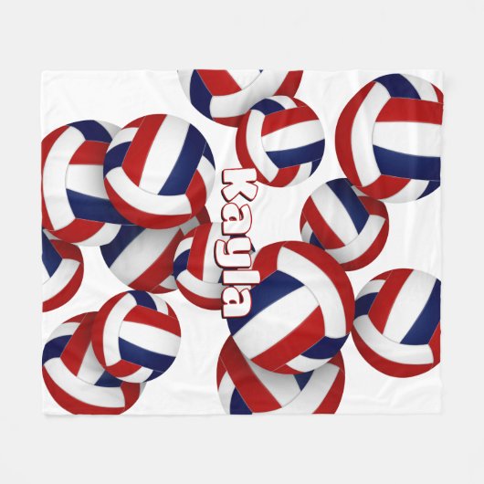 Blaue Volleyballs Mädcheneinrichtung Fleecedecke (Vorderseite (Horizontal))