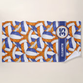 Blaue Volleyballs Muster Team Farben Mädchen Strandtuch (Vorderseite)
