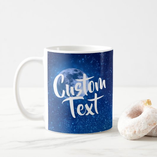 Blaue Vollmond-Gewohnheits-Tasse Kaffeetasse (Mit Donut)