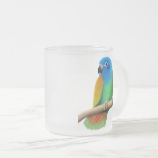 Blaue vorangegangene Pionus Papageien-Tasse Mattglastasse (VorderseiteRechts)