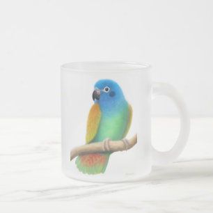 Blaue vorangegangene Pionus Papageien-Tasse Mattglastasse