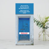 BLAUE VORDERTÜR/VERKAUFTE ZEICHENGrußkarte Karte (Stehend Vorderseite)