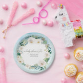 Blaue w Weiß-Rosen Baby-Jungen-Duscherustikalen Pappteller (Party)