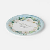 Blaue w Weiß-Rosen Baby-Jungen-Duscherustikalen Pappteller (Schrägansicht)