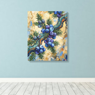Blaue Wacholderbeeren Texturierte Ölgemälde Kunst Leinwanddruck