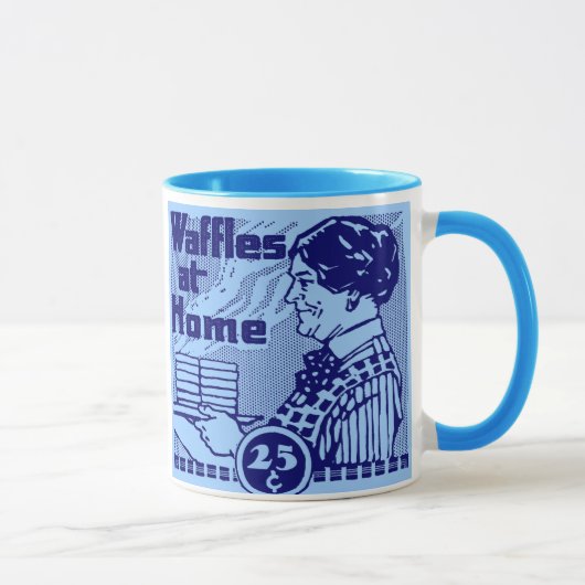 Blaue "WAFFELN" Kaffee-Tasse Tasse (Rechts)