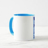 Blaue "WAFFELN" Kaffee-Tasse Tasse (Vorderseite Links)