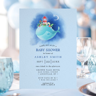 Blaue Wal-Nautik-Baby-Party Einladung