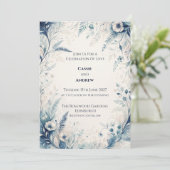 Blaue Wald-Farn-Anemone-Hochzeit Einladung (Stehend Vorderseite)