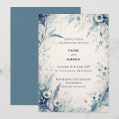 Blaue Wald-Farn-Anemone-Hochzeit Einladung (Vorne/Hinten)