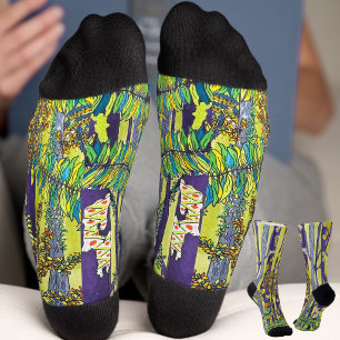 blaue Wald-Wasserfarbe Spaß whimsical Socken