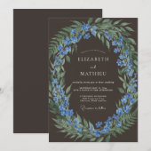 Blaue Waldblumen-Hochzeit Einladung (Vorne/Hinten)