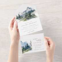 Blaue Wälder Landschaft Sketch Hochzeit