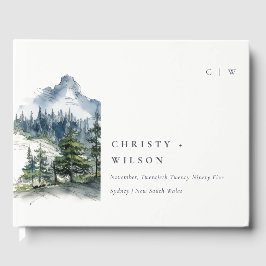 Blaue Wälder Landschaft Sketch Hochzeit Gästebuch