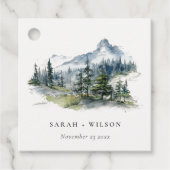 Blaue Wälder Landschaft Sketch Hochzeit Geschenkanhänger (Vorderseite)