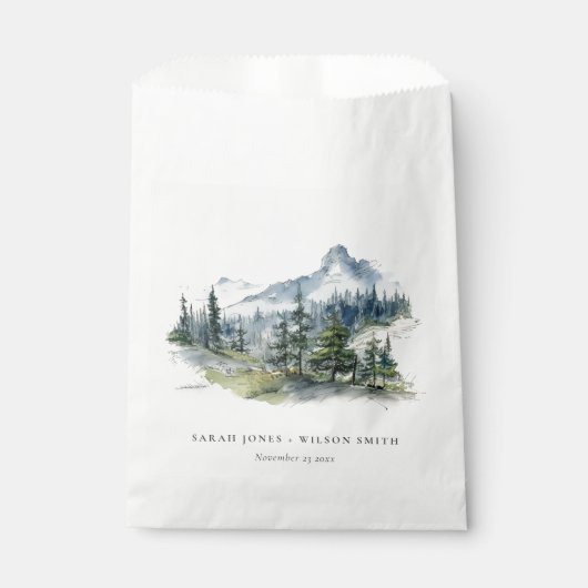 Blaue Wälder Landschaft Sketch Hochzeit Geschenktütchen (Vorderseite)