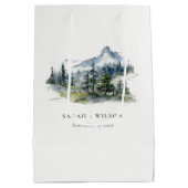 Blaue Wälder Landschaft Sketch Hochzeit Mittlere Geschenktüte (Rückseite)