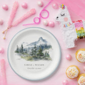 Blaue Wälder Landschaft Sketch Hochzeit Pappteller (Party)