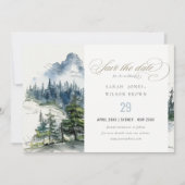 Blaue Wälder Landschaft Sketch Hochzeit Save The Date (Vorderseite)