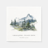 Blaue Wälder Landschaft Sketch Hochzeit Serviette (Vorderseite)