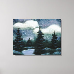 Blaue Waldöl-Malerei, hübsche Abends-Landschaft Leinwanddruck