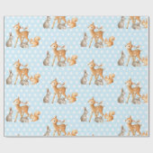 Blaue Waldtier-Babyparty-1. Geburtstag Geschenkpapier (Flach)