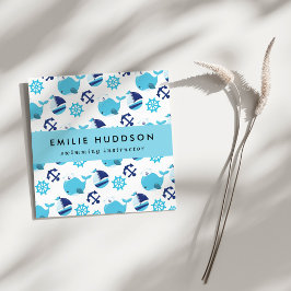 Blaue Wale, Schwimmlehrer, Schwimmlehrer Quadratische Visitenkarte