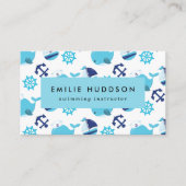 Blaue Wale, Schwimmlehrer, Schwimmlehrer Visitenkarte (Vorderseite)