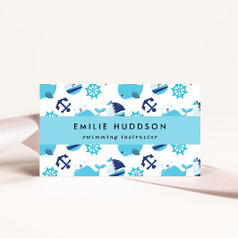 Blaue Wale, Schwimmlehrer, Schwimmlehrer Visitenkarte