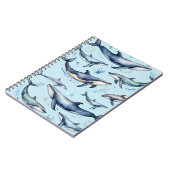 Blaue Wale und Delphine , Meerestiere Notizblock (Linke Seite)