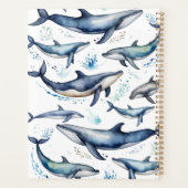 Blaue Wale und Delphine , Meerestiere Planer (Rückseite)