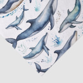 Blaue Wale und Delphine , Meerestiere Seidenpapier (Detail)