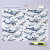 Blaue Wale und Delphine , Meerestiere Seidenpapier (Handwerk)