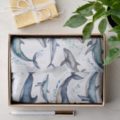 Blaue Wale und Delphine , Meerestiere Seidenpapier (Geschenk)