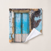 Blaue Wand und Tür Badhandtuch Set (Waschlappen)