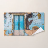 Blaue Wand und Tür Badhandtuch Set (Handtuch)