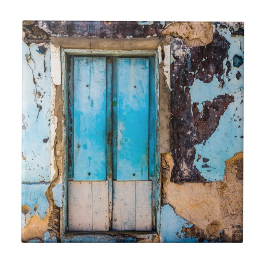 Blaue Wand und Tür Fliese (Vorderseite)