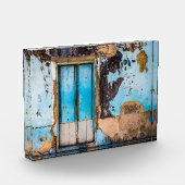 Blaue Wand und Tür Fotoblock (Links)