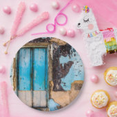 Blaue Wand und Tür Pappteller (Party)